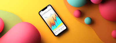 Smartphone with Colorful Financial Chart