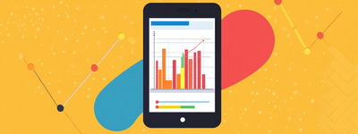 Gráficos de comercio coloridos en teléfono