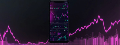 Trading App mit lila Lichtern