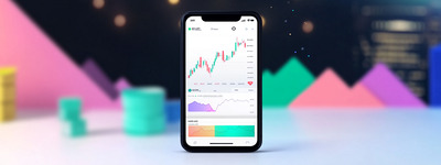 Bunter mobiler Handelsbildschirm Pantalla móvil de comercio colorida