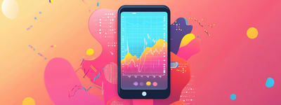 Colorful mobile trading screen Pantalla móvil de comercio colorida